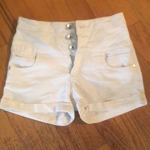 High waisted button fly shorts